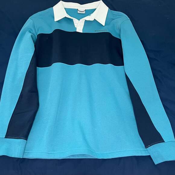Columbia Men's Classic Striped Long Sleeve Rugby Polo Shirt Size XL - Picture 1 of 5